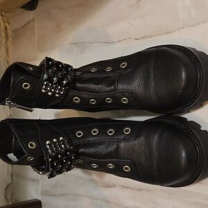 Maeva Bootie Black Grommeted, Crystal Embellished Lagerfeld